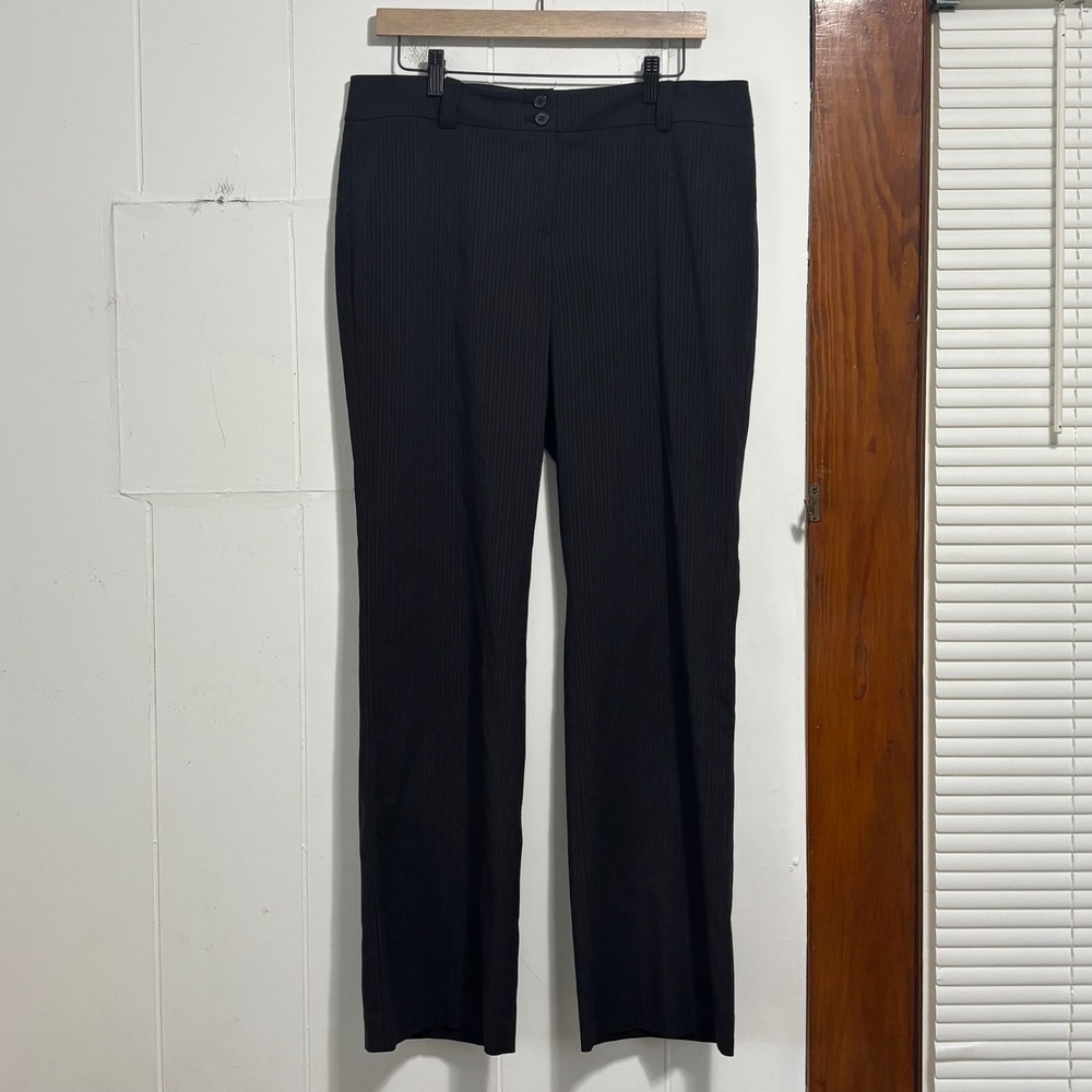 New York & Company Black Pinstripe Straight Leg Y2K Dress‎ Pants Emo Grunge 12